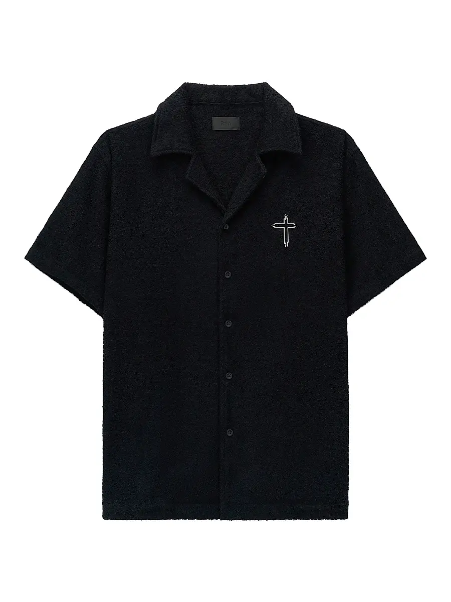 RTA Men's Chaparral Nathan Cotton Oversized Camp Shirt - Black - Size XXL | Image 1 RTA Men's Chaparral Nathan Cotton Oversized Camp Shirt - Black - Size XXL | Image 1