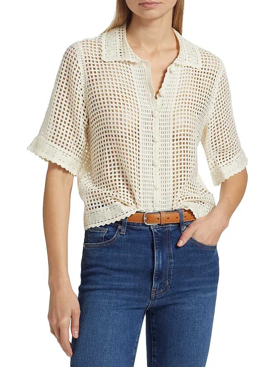 Frame Women's The Crochet Short-Sleeve Top | Thumbnail 3