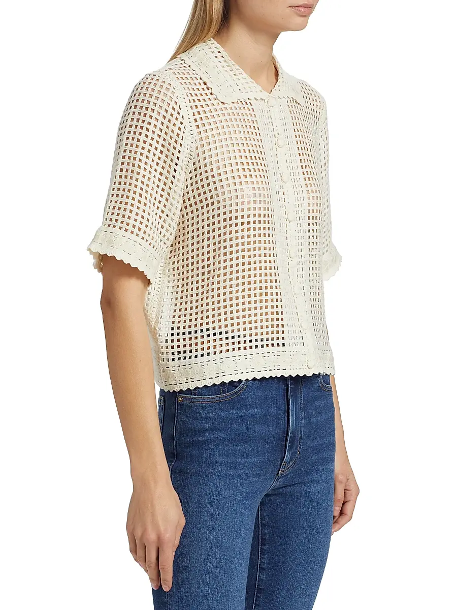 Frame Women's The Crochet Short-Sleeve Top | Thumbnail 4