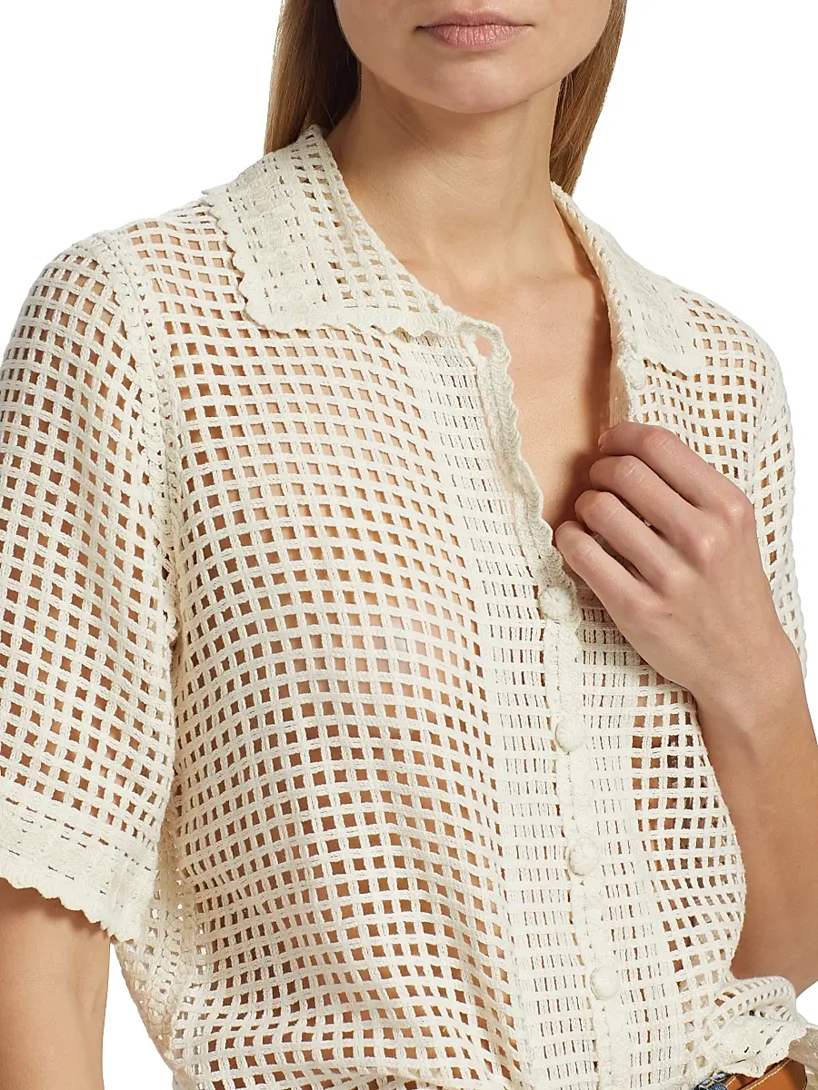 Frame Women's The Crochet Short-Sleeve Top | Thumbnail 6