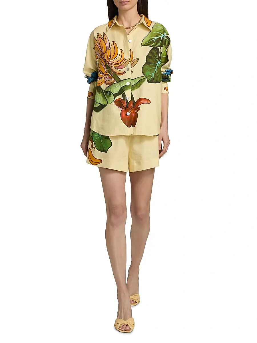 Farm Rio Women's Fruit-Print Linen-Blend Shirt | Thumbnail 2 Farm Rio Women's Fruit-Print Linen-Blend Shirt | Thumbnail 2