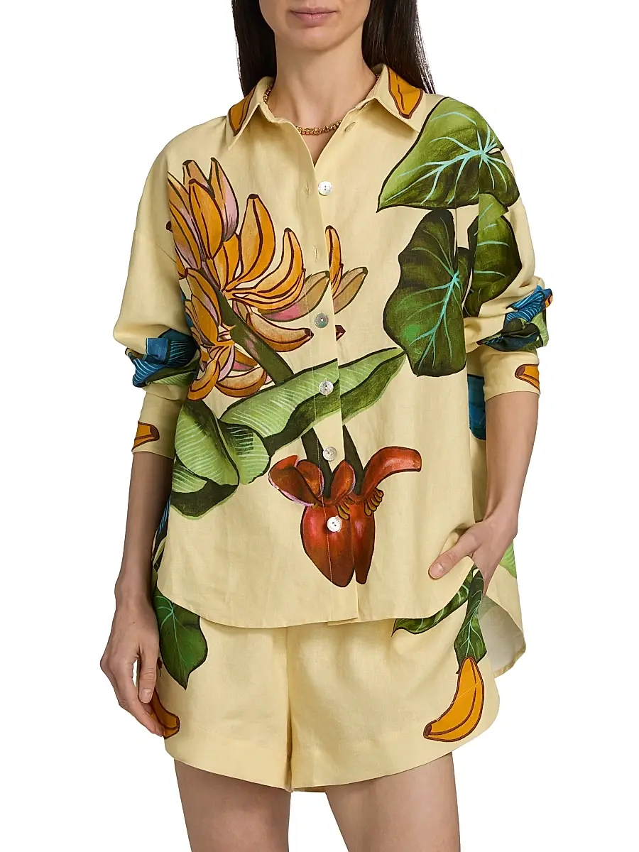 Farm Rio Women's Fruit-Print Linen-Blend Shirt | Thumbnail 3 Farm Rio Women's Fruit-Print Linen-Blend Shirt | Thumbnail 3