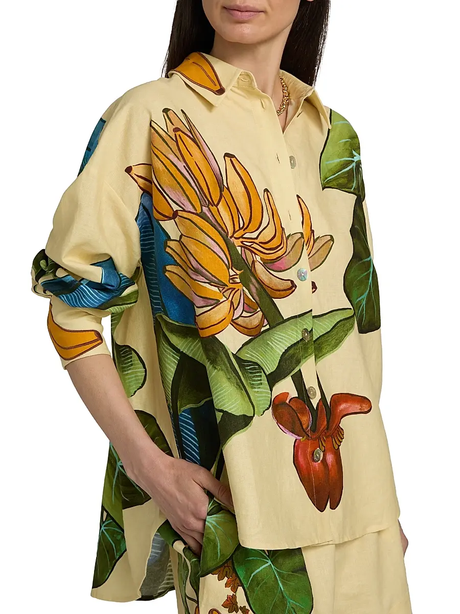 Farm Rio Women's Fruit-Print Linen-Blend Shirt | Thumbnail 6 Farm Rio Women's Fruit-Print Linen-Blend Shirt | Thumbnail 6