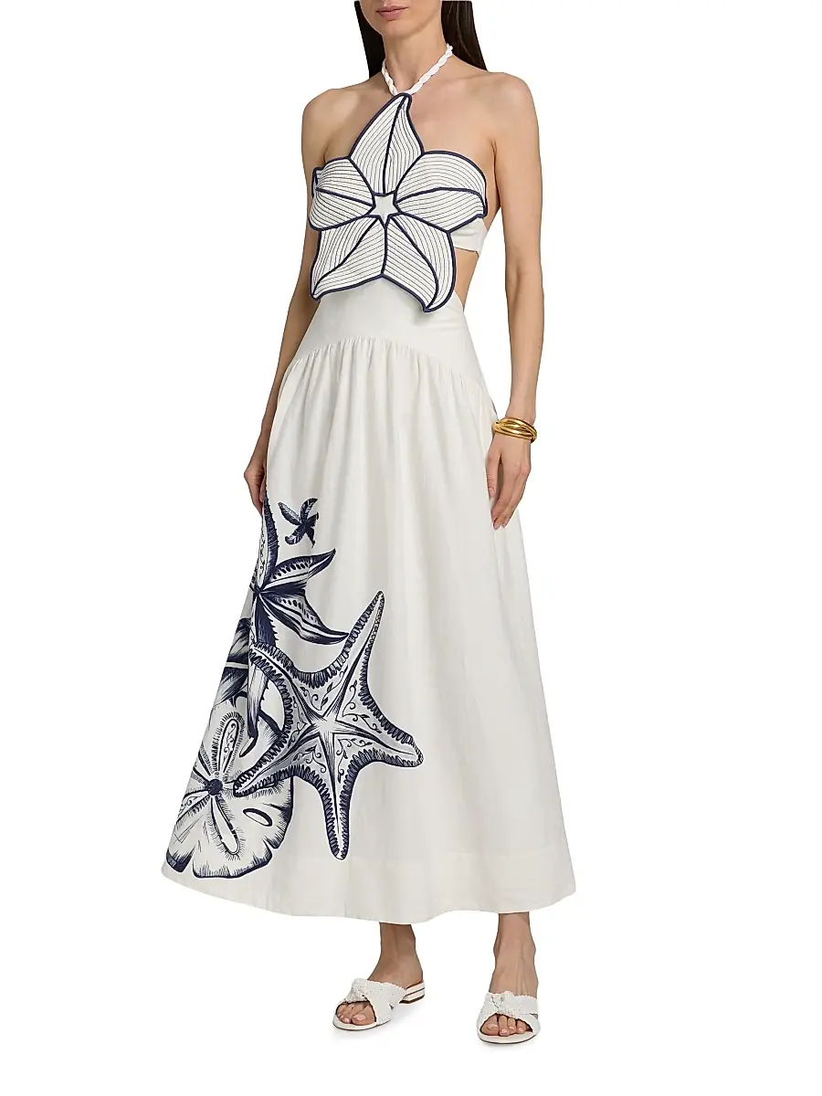 Farm Rio Women's Coast Stars Halterneck Maxi Dress | Thumbnail 2 Farm Rio Women's Coast Stars Halterneck Maxi Dress | Thumbnail 2