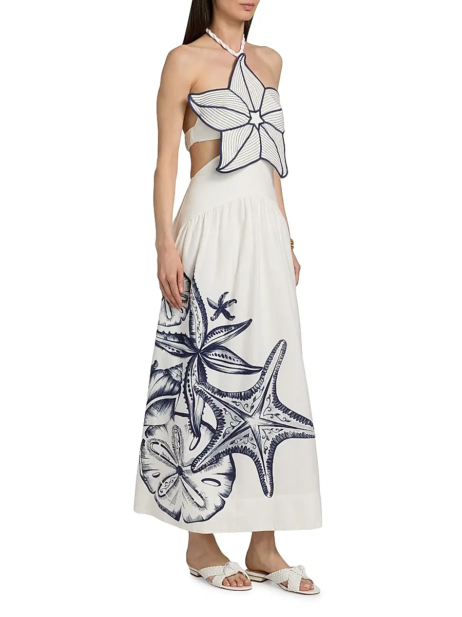 Farm Rio Women's Coast Stars Halterneck Maxi Dress | Thumbnail 4 Farm Rio Women's Coast Stars Halterneck Maxi Dress | Thumbnail 4