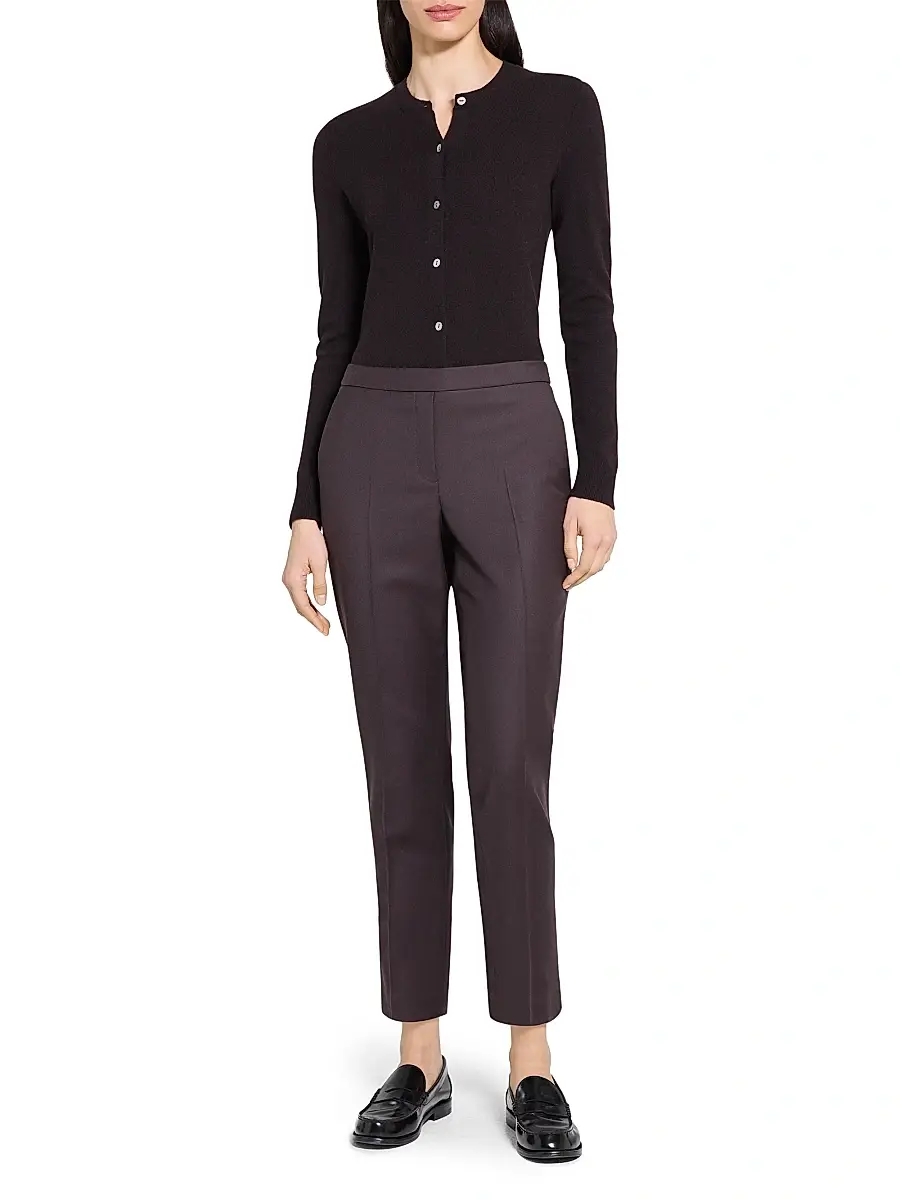 Theory Women's Treeca Wool Crop Trousers | Thumbnail 2
