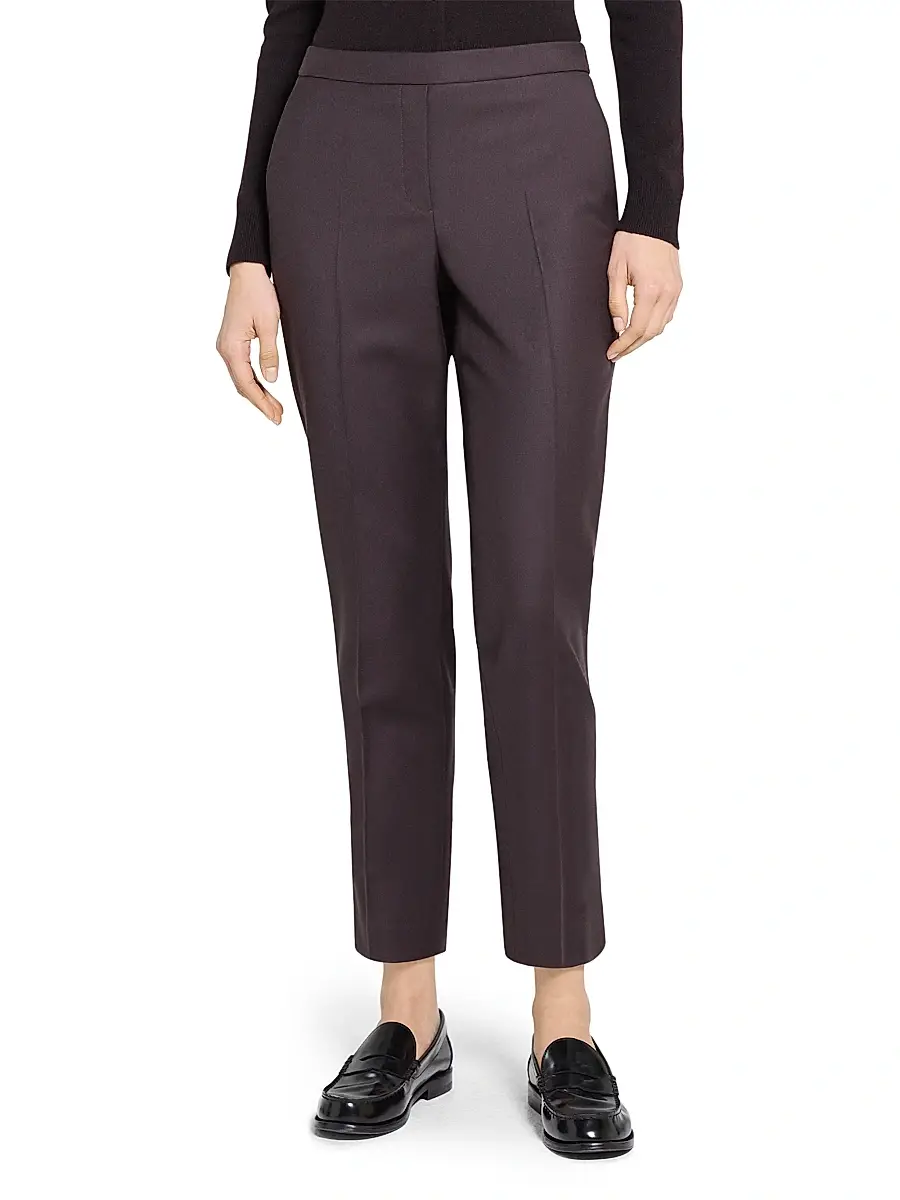 Theory Women's Treeca Wool Crop Trousers | Thumbnail 3