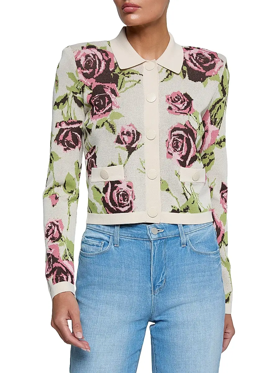 L'Agence Women's Osiris Jacquard Collared Cardigan | Thumbnail 4