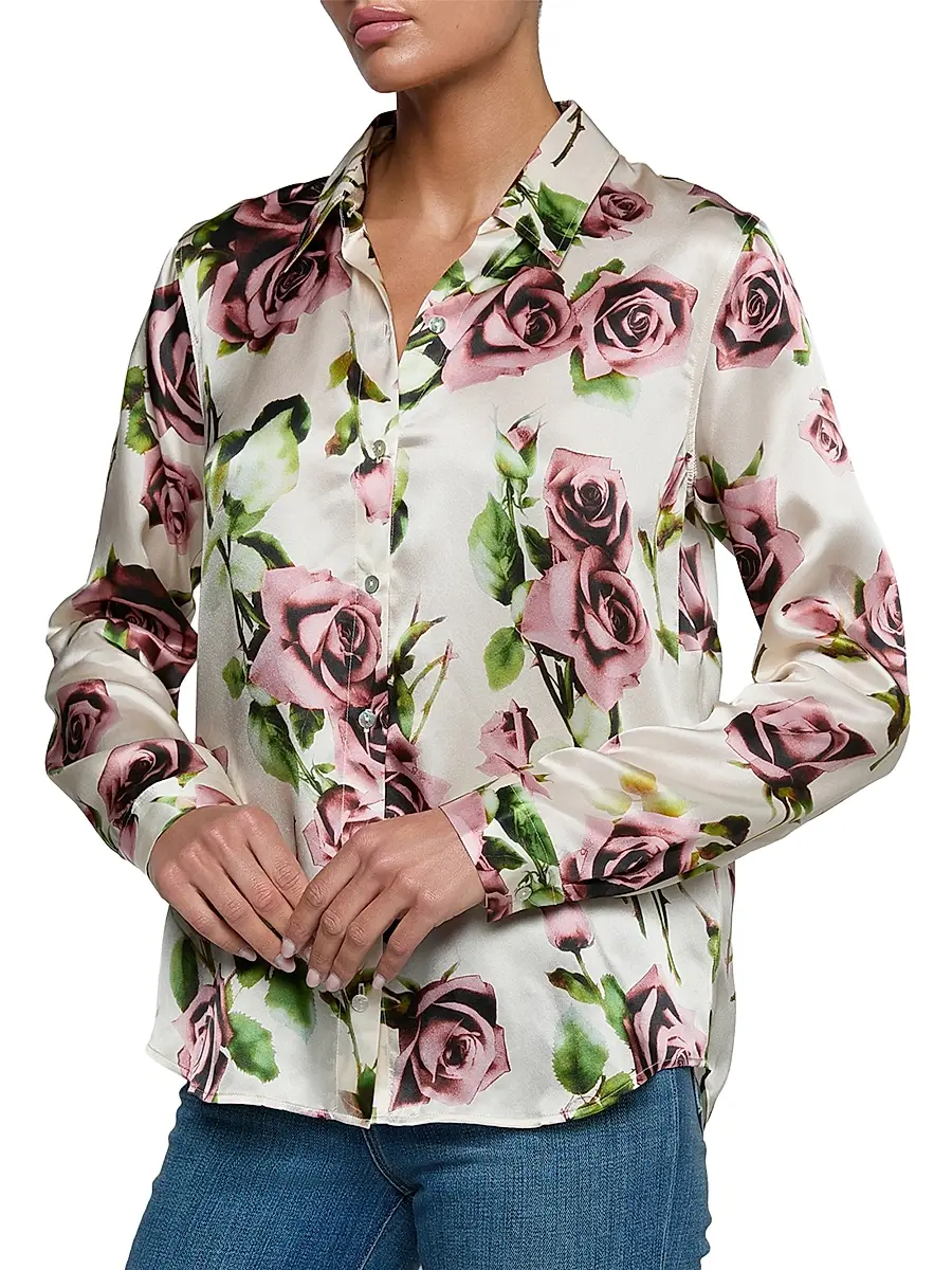 L'Agence Women's Tyler Floral Silk Shirt | Thumbnail 3 L'Agence Women's Tyler Floral Silk Shirt | Thumbnail 3