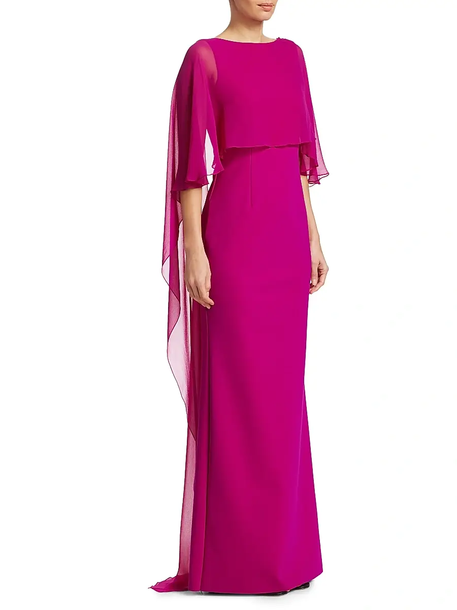 Teri Jon by Rickie Freeman Women's Scuba Gown Chiffon Overlay Dress | Thumbnail 3 Teri Jon by Rickie Freeman Women's Scuba Gown Chiffon Overlay Dress | Thumbnail 3