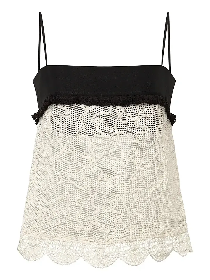 Et Ochs Women's Jayde Embroidered Cotton Mesh Camisole Top