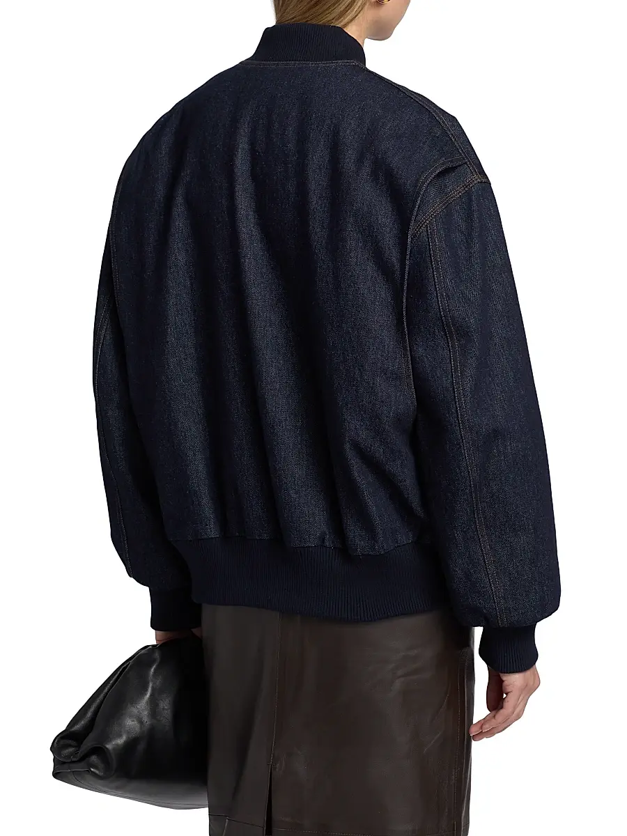 Co Women's Denim Cotton Bomber Jacket | Thumbnail 5 Co Women's Denim Cotton Bomber Jacket | Thumbnail 5