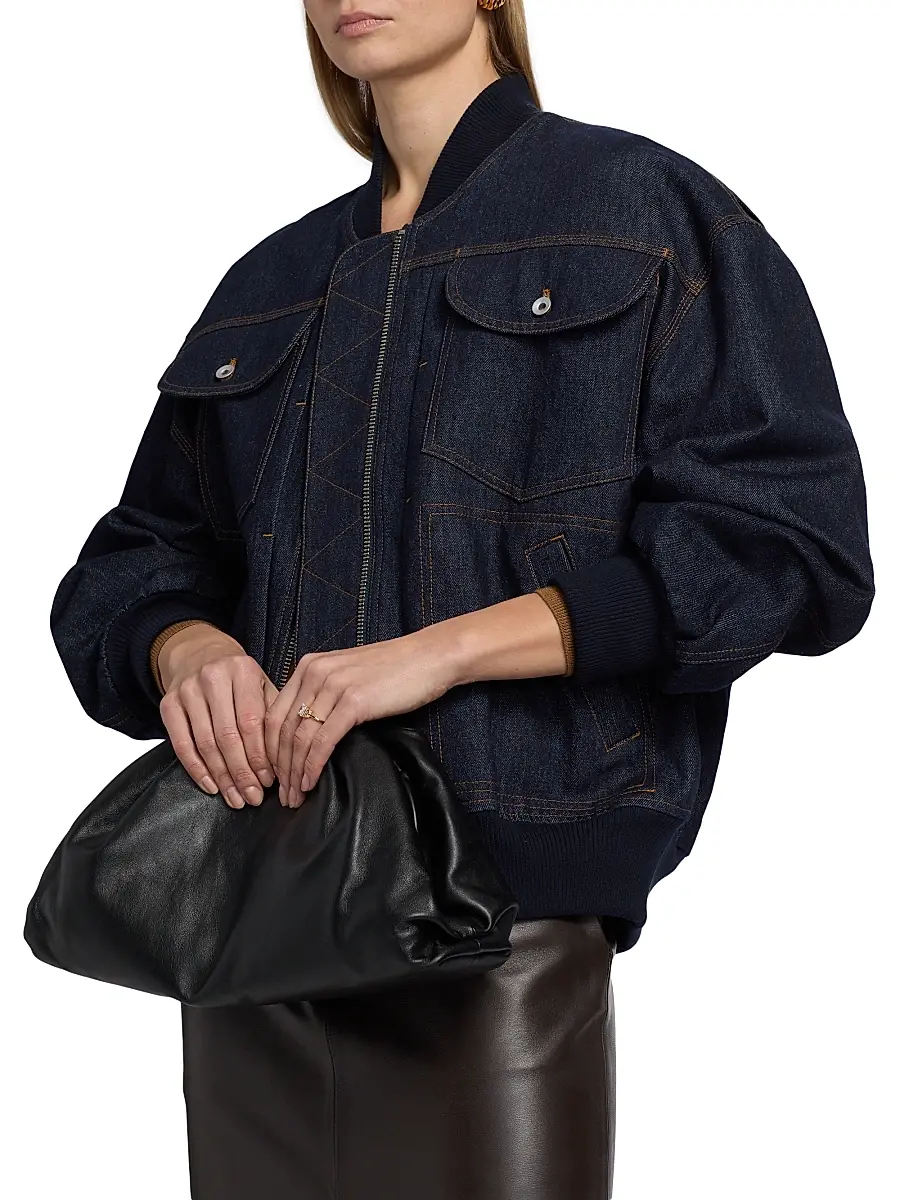 Co Women's Denim Cotton Bomber Jacket | Thumbnail 6 Co Women's Denim Cotton Bomber Jacket | Thumbnail 6