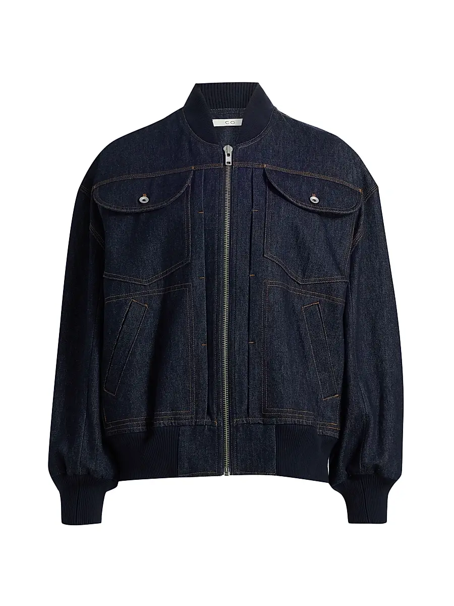 Co Women's Denim Cotton Bomber Jacket - Indigo - Size XL | Image 1 Co Women's Denim Cotton Bomber Jacket - Indigo - Size XL | Image 1