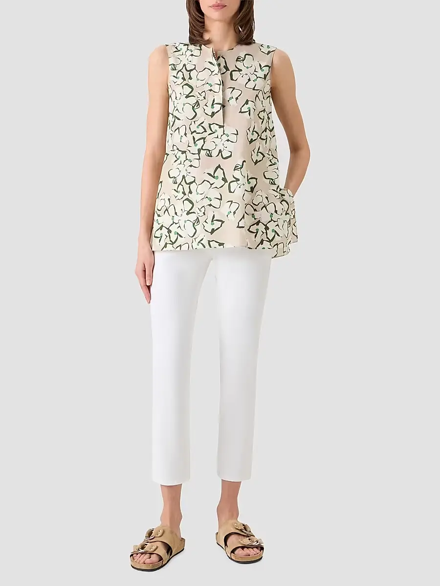 Akris punto Women's Papercut Flower Print Cotton Tunic Top | Thumbnail 2 Akris punto Women's Papercut Flower Print Cotton Tunic Top | Thumbnail 2