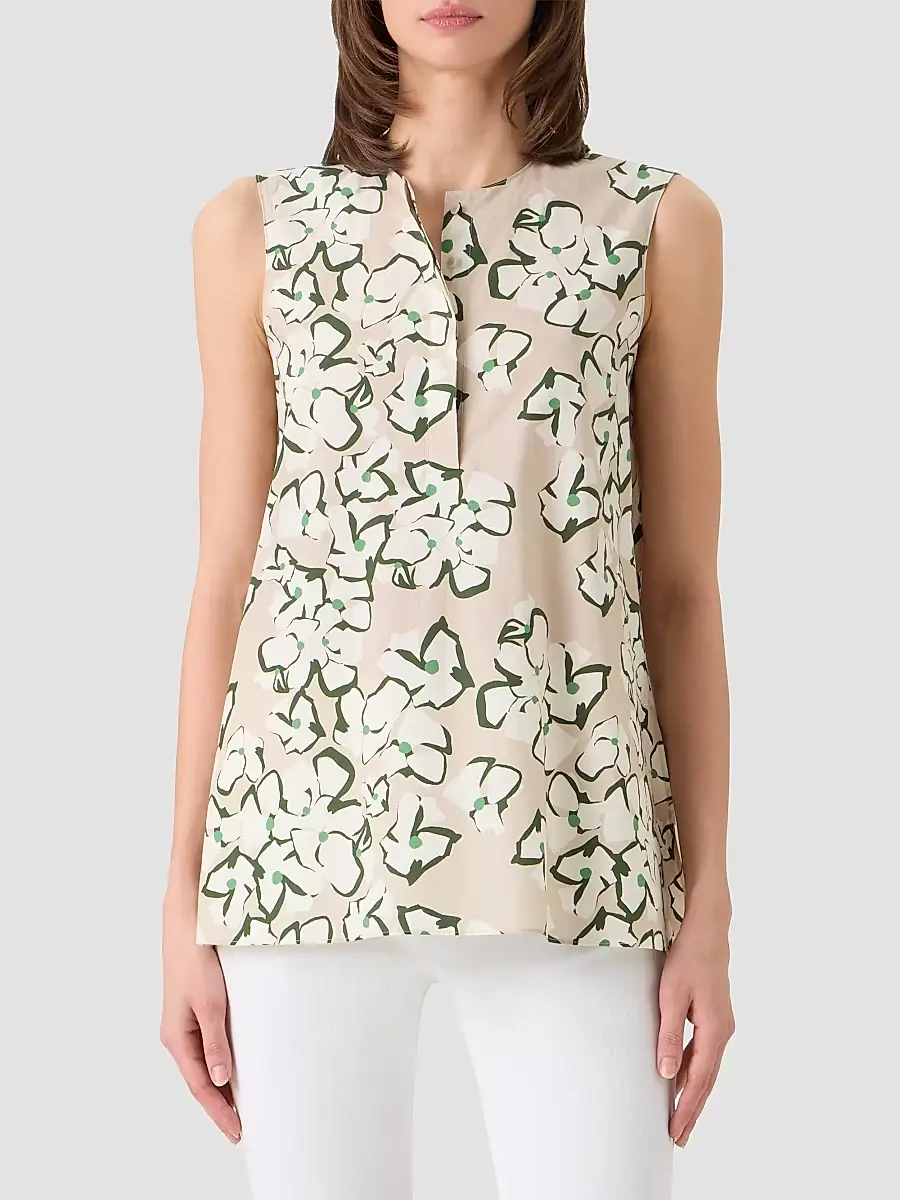 Akris punto Women's Papercut Flower Print Cotton Tunic Top | Thumbnail 4 Akris punto Women's Papercut Flower Print Cotton Tunic Top | Thumbnail 4