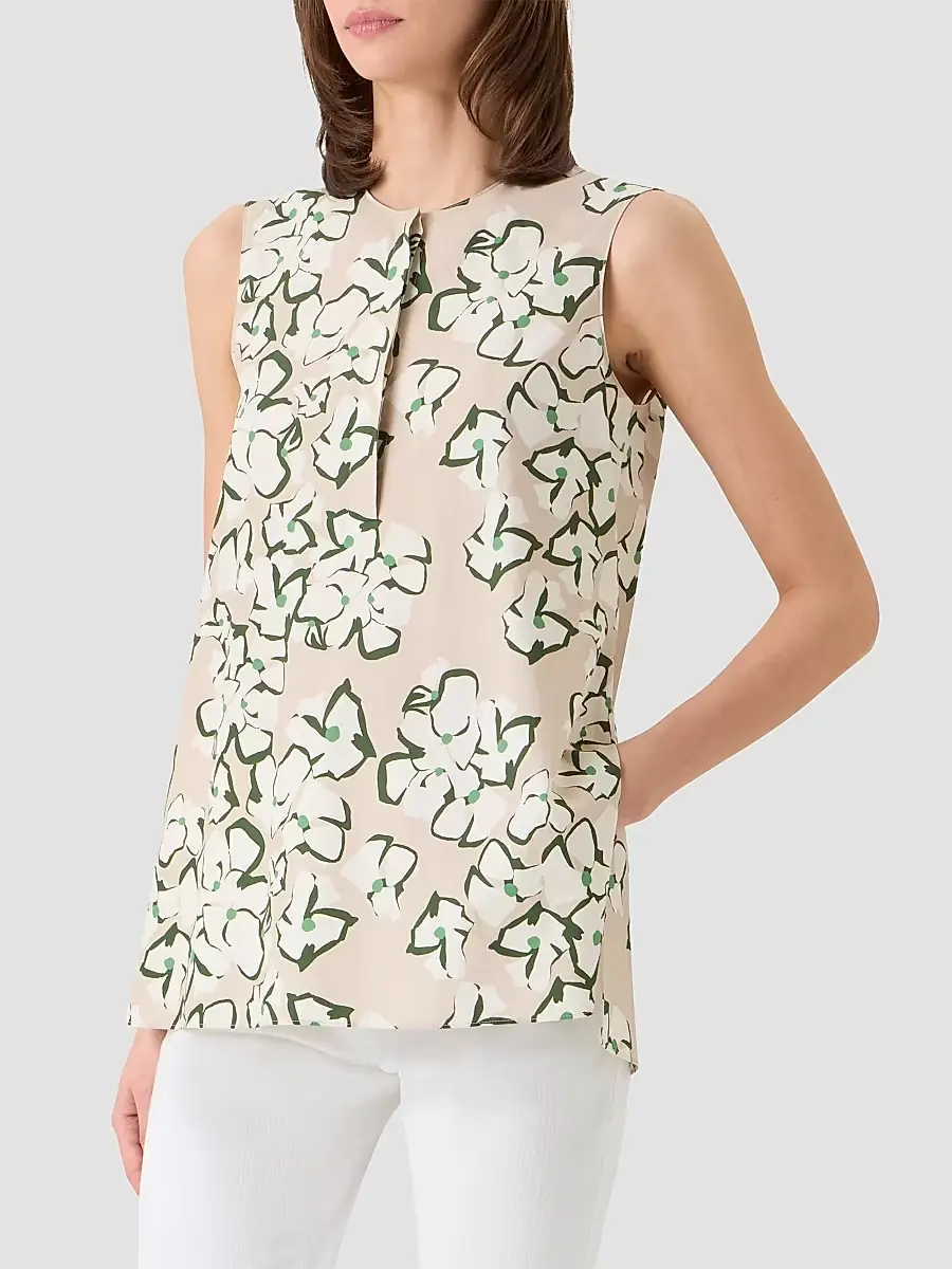 Akris punto Women's Papercut Flower Print Cotton Tunic Top | Thumbnail 6 Akris punto Women's Papercut Flower Print Cotton Tunic Top | Thumbnail 6