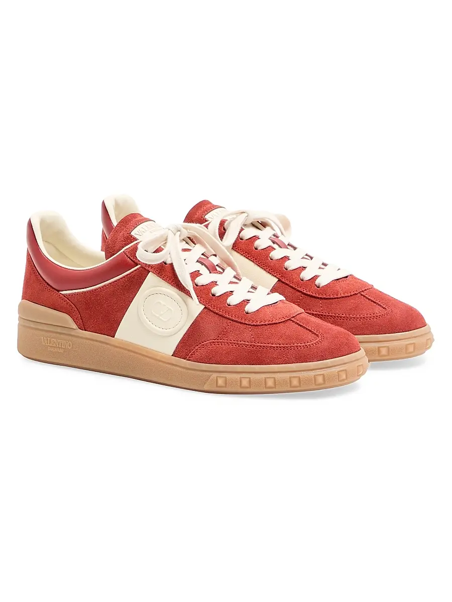 Valentino Men's Upvillage Low Top Sneakers in Split Leather - Red Ivory | Thumbnail 2