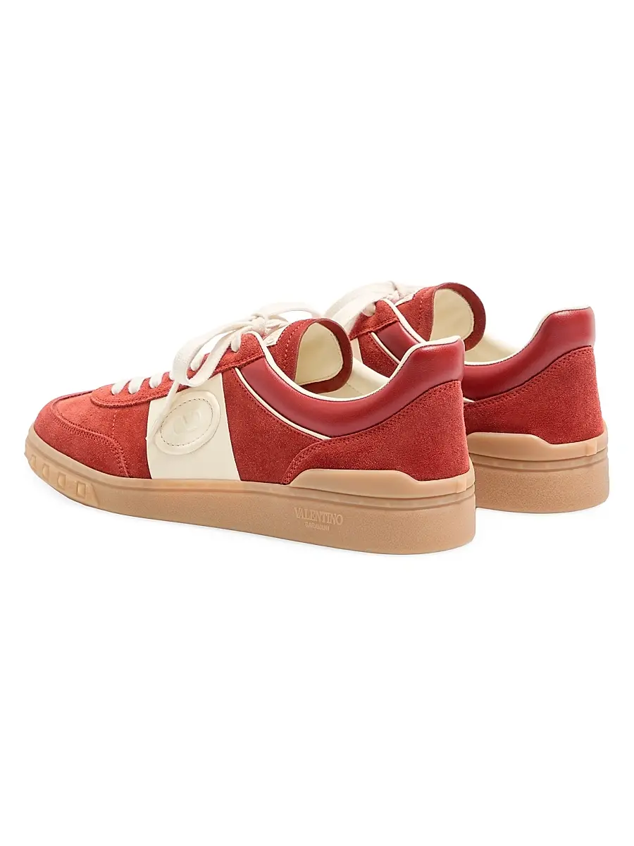 Valentino Men's Upvillage Low Top Sneakers in Split Leather - Red Ivory | Thumbnail 3