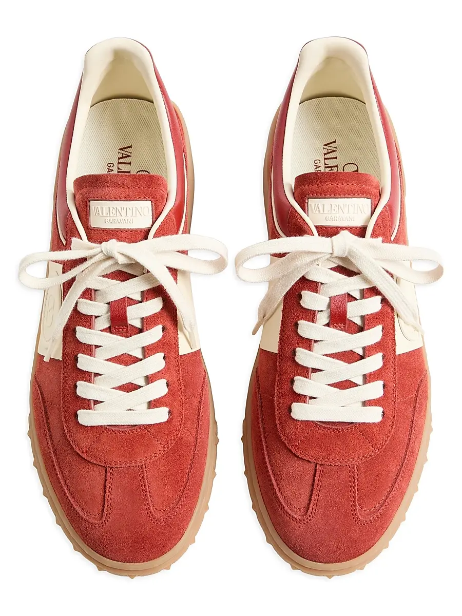 Valentino Men's Upvillage Low Top Sneakers in Split Leather - Red Ivory | Thumbnail 4
