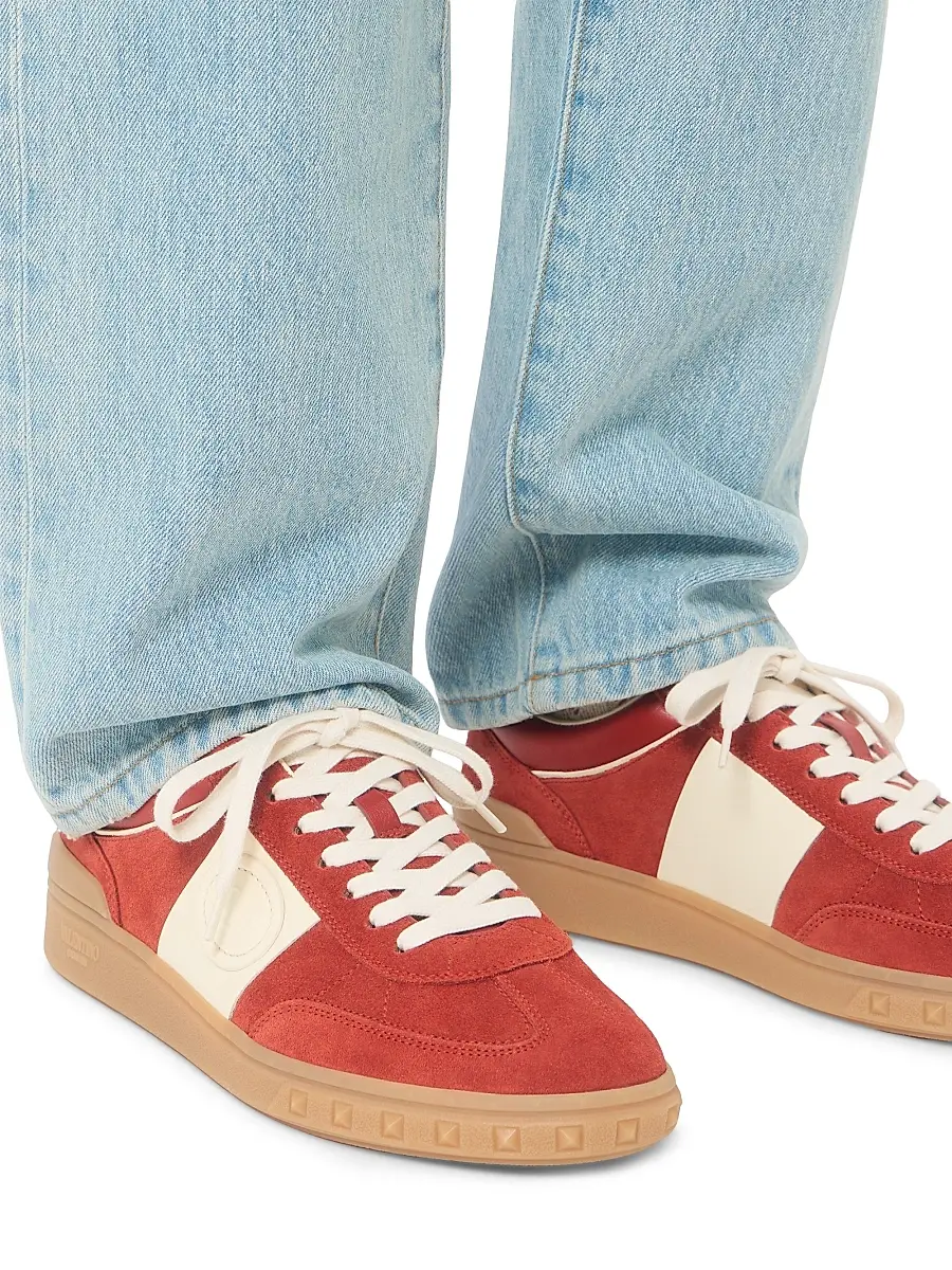 Valentino Men's Upvillage Low Top Sneakers in Split Leather - Red Ivory | Thumbnail 8