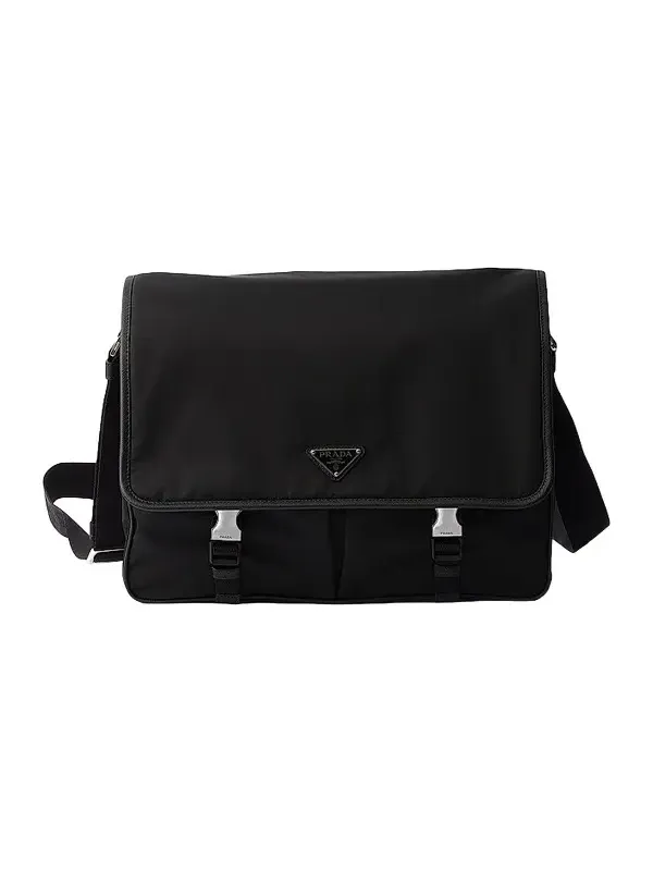 Men's Re-Nylon and Saffiano Leather Shoulder Bag