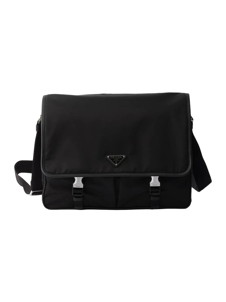 Men's Re-Nylon and Saffiano Leather Shoulder Bag Men's Re-Nylon and Saffiano Leather Shoulder Bag