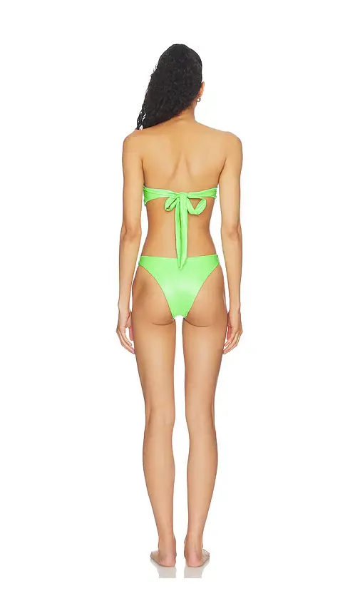 naranja furcado Latex Splash Matte Bandeau Bikini Set | Thumbnail 3