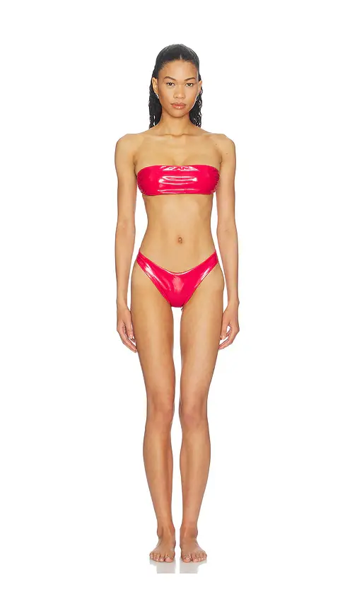 naranja furcado Latex Splash Matte Bandeau Bikini Set | Image 1 naranja furcado Latex Splash Matte Bandeau Bikini Set | Image 1