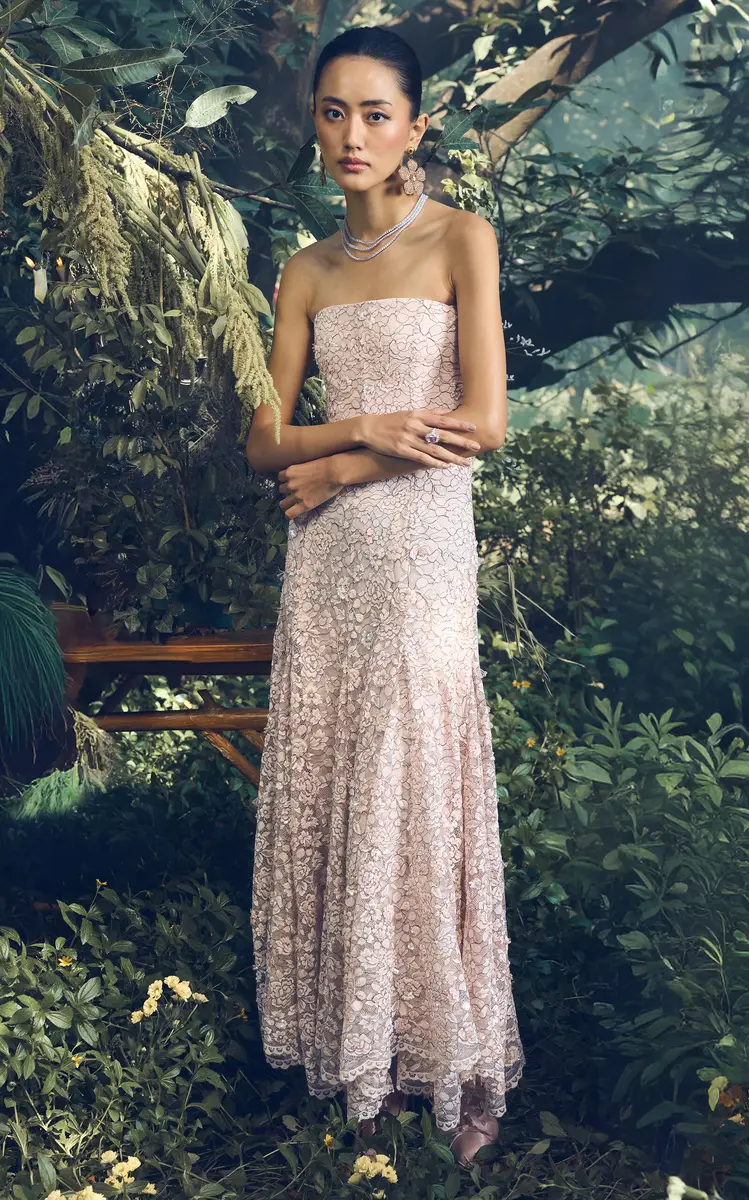 La Fuori Ballet Rose Embellished Lace Midi Dress | Thumbnail 3
