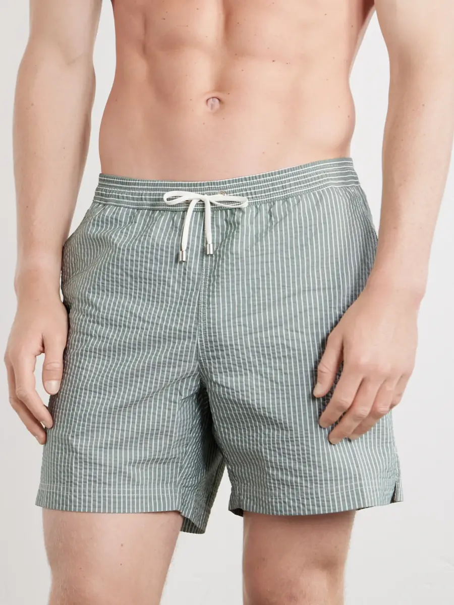 Sunspel Straight-Leg Mid-Length Striped Swim Shorts - Men | Thumbnail 2 Sunspel Straight-Leg Mid-Length Striped Swim Shorts - Men | Thumbnail 2
