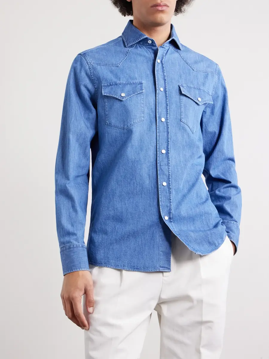 Brunello Cucinelli Denim Shirt - Men | Thumbnail 3 Brunello Cucinelli Denim Shirt - Men | Thumbnail 3