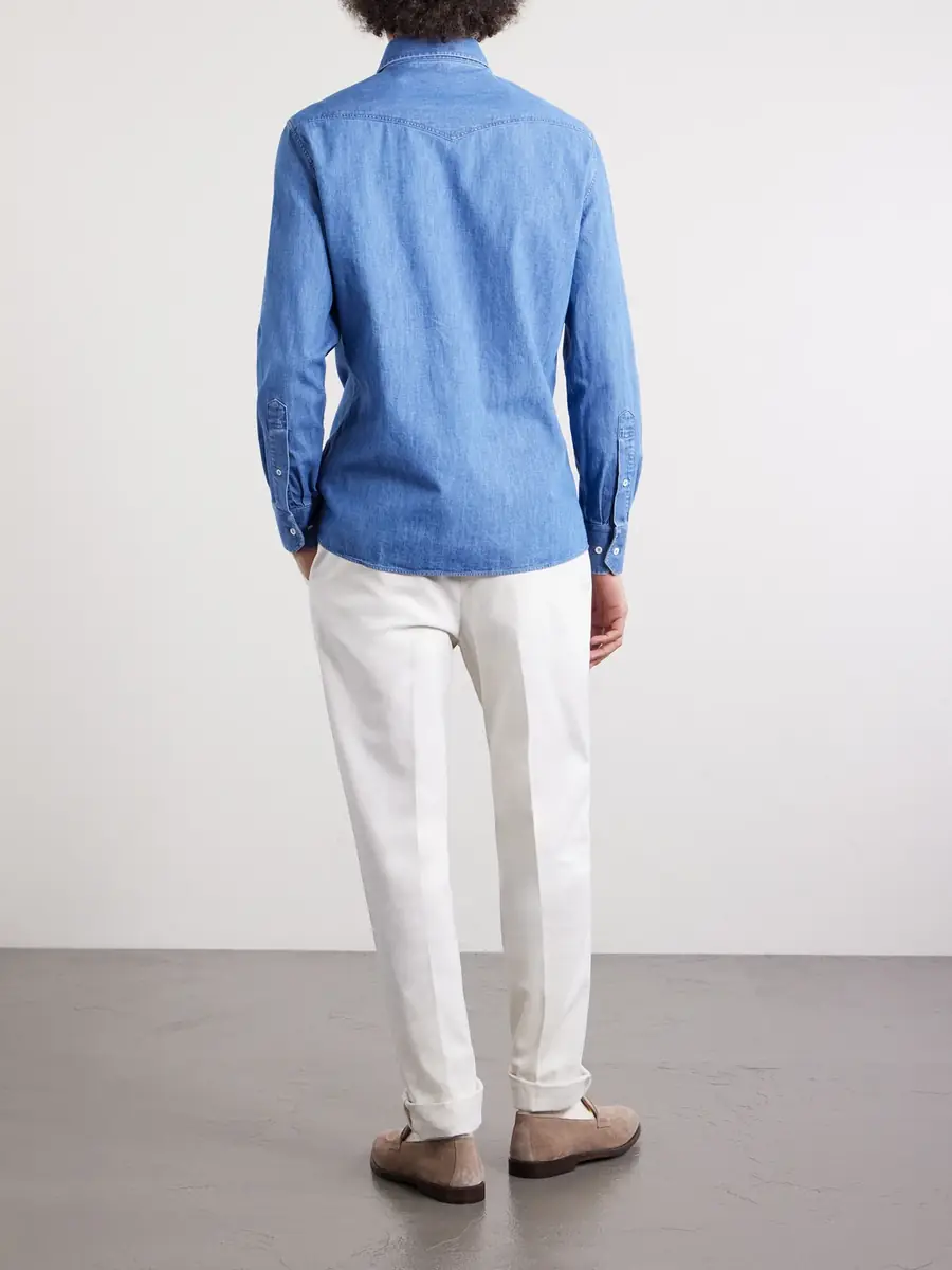 Brunello Cucinelli Denim Shirt - Men | Thumbnail 4 Brunello Cucinelli Denim Shirt - Men | Thumbnail 4
