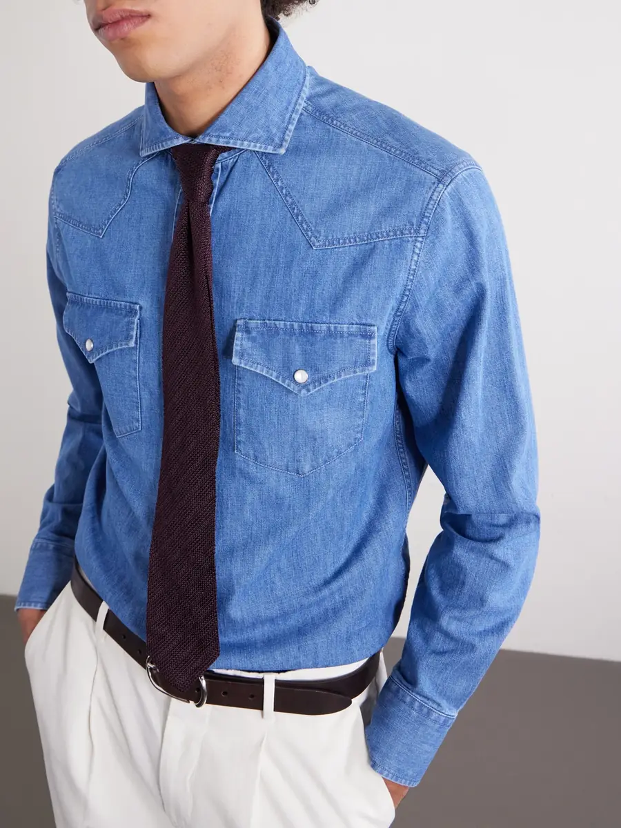 Brunello Cucinelli Denim Shirt - Men | Thumbnail 5 Brunello Cucinelli Denim Shirt - Men | Thumbnail 5