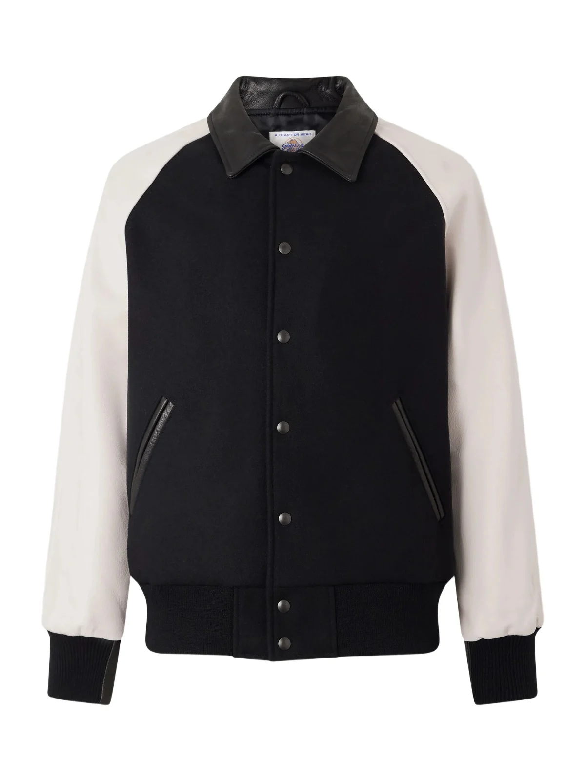 Golden Bear Collared Raglan Leather Trimmed Wool-Blend Bomber Jacket - Men