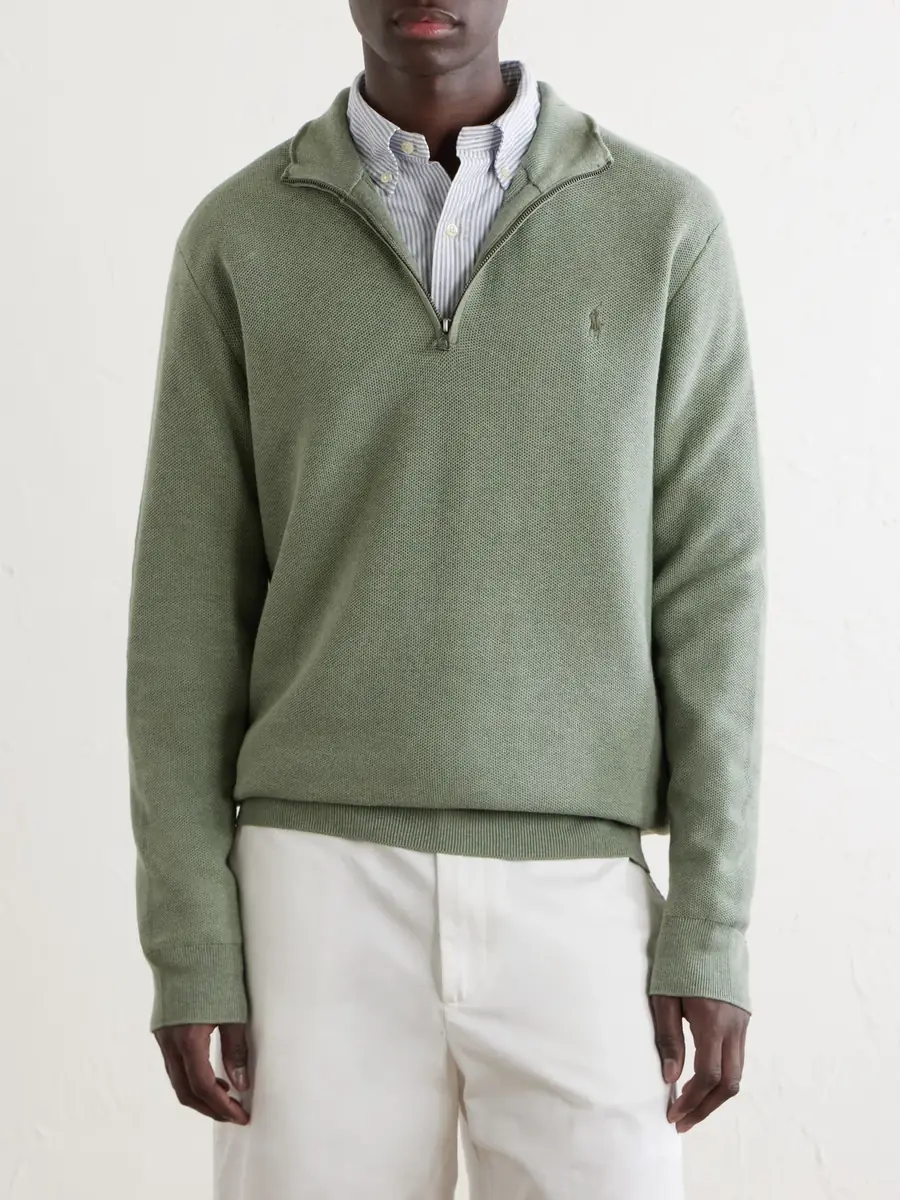 Polo Ralph Lauren Logo-Embroidered Cotton Half-Zip Sweater - Men | Thumbnail 3 Polo Ralph Lauren Logo-Embroidered Cotton Half-Zip Sweater - Men | Thumbnail 3