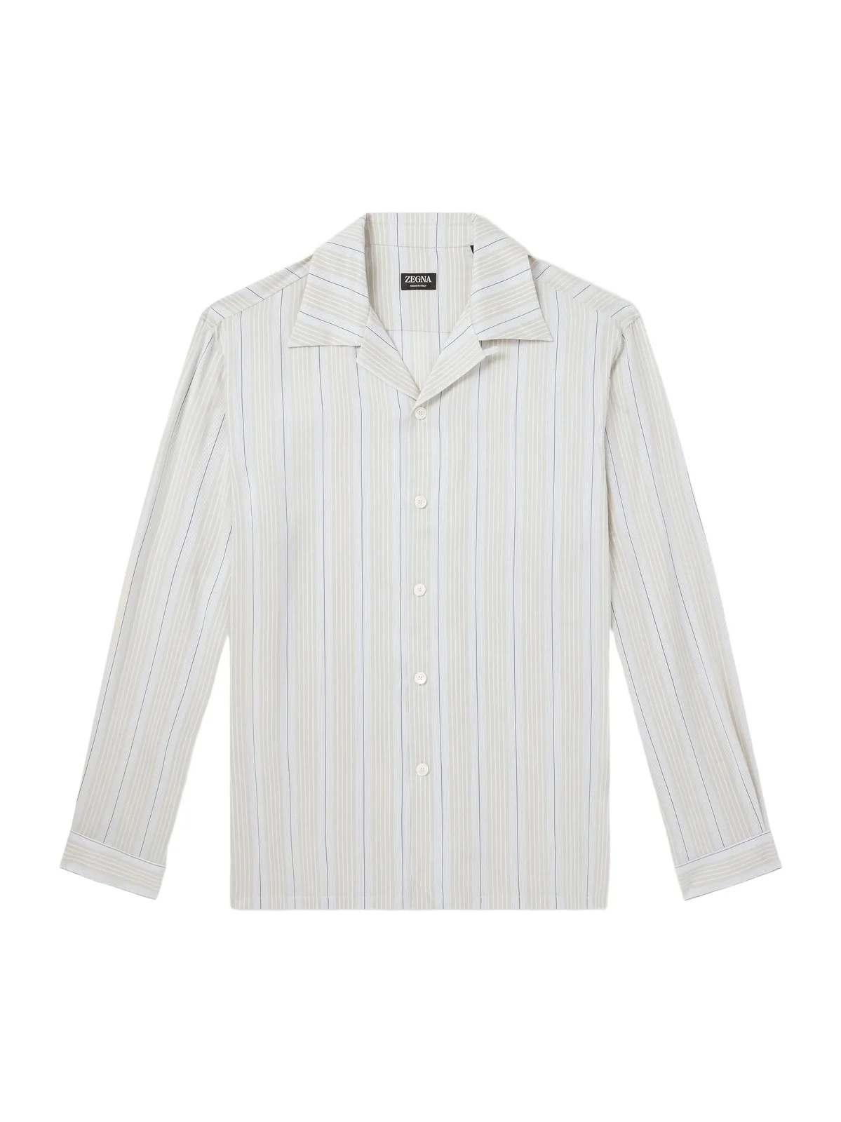 Striped Camp-Collar Silk Shirt - Men
