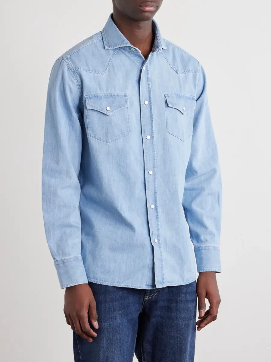 Brunello Cucinelli Denim Shirt - Men | Thumbnail 3 Brunello Cucinelli Denim Shirt - Men | Thumbnail 3
