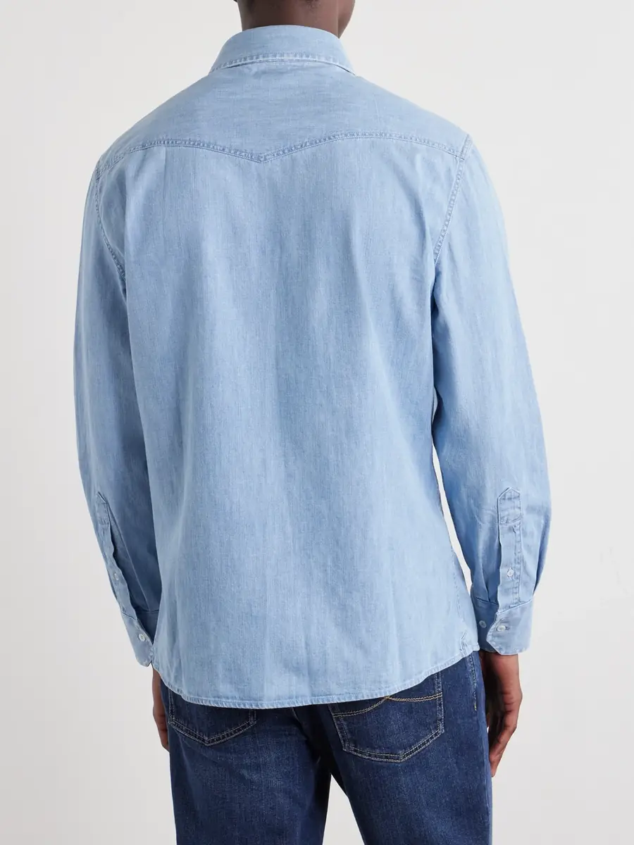 Brunello Cucinelli Denim Shirt - Men | Thumbnail 4 Brunello Cucinelli Denim Shirt - Men | Thumbnail 4