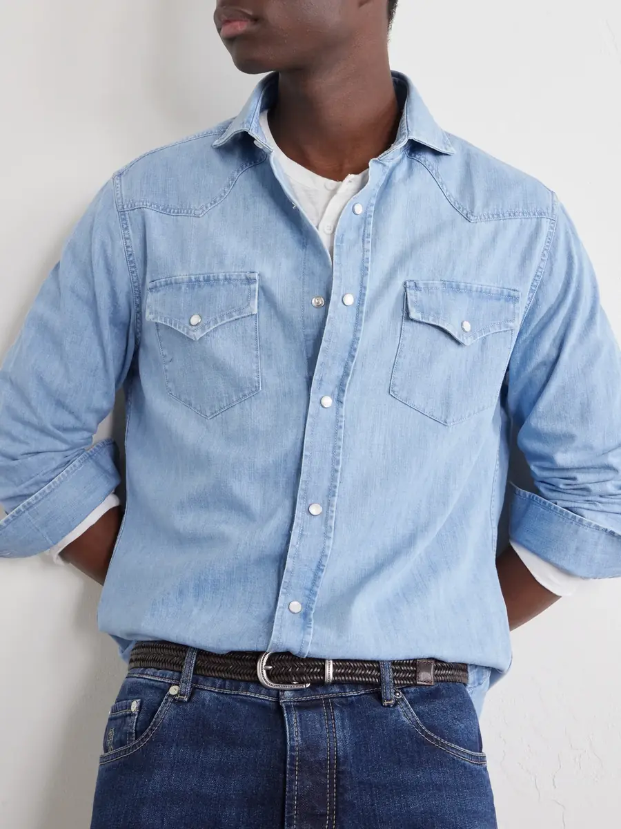 Brunello Cucinelli Denim Shirt - Men | Thumbnail 5 Brunello Cucinelli Denim Shirt - Men | Thumbnail 5