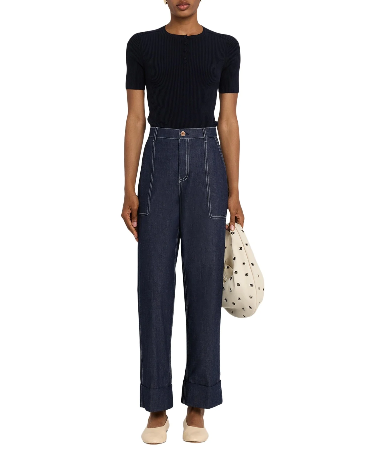 Lafayette 148 New York Slim-Fit Rib Knit Cotton Sweater