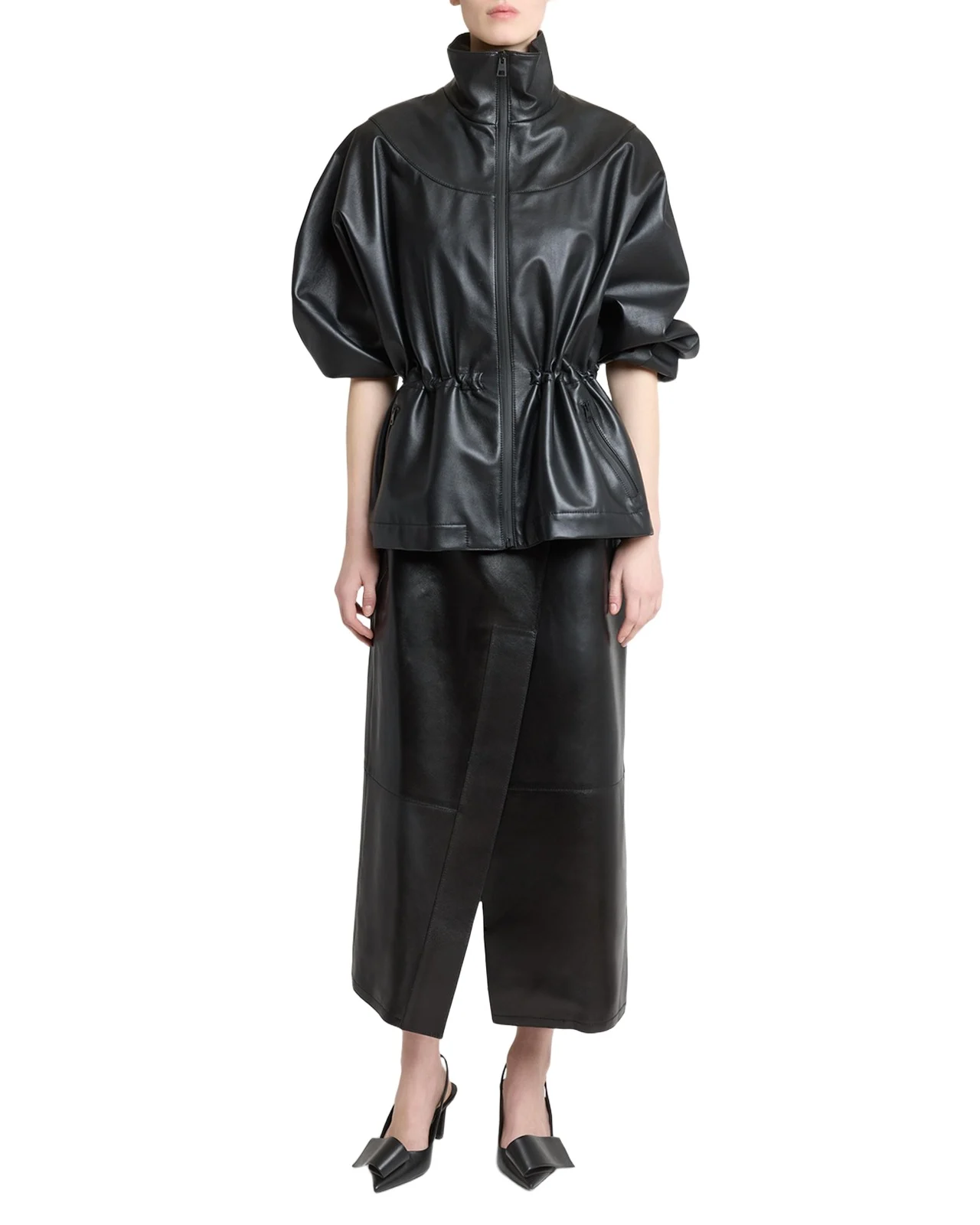 Leather Drawstring Tracksuit Jacket Leather Drawstring Tracksuit Jacket