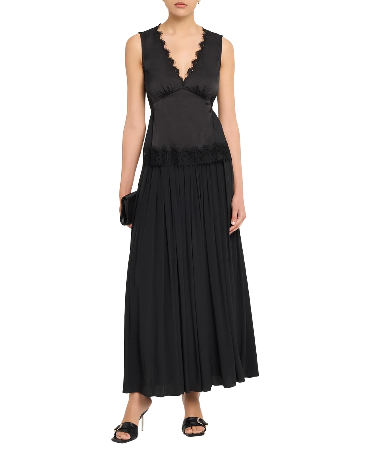 Sleeveless Satin Lace Combo Top