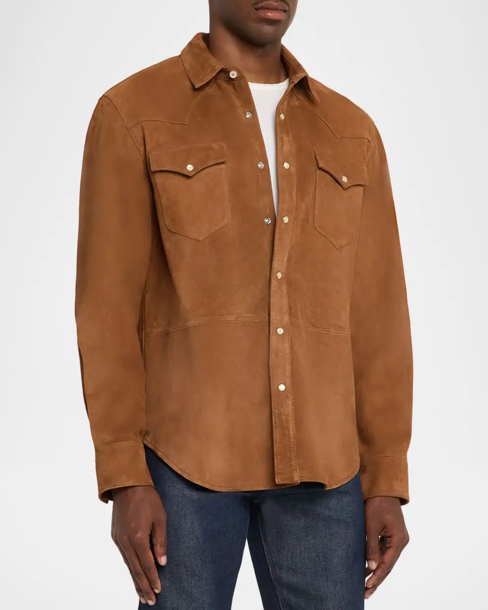 OFFICINE GÉNÉRALE Men's Suede Western Overshirt | Thumbnail 3 OFFICINE GÉNÉRALE Men's Suede Western Overshirt | Thumbnail 3