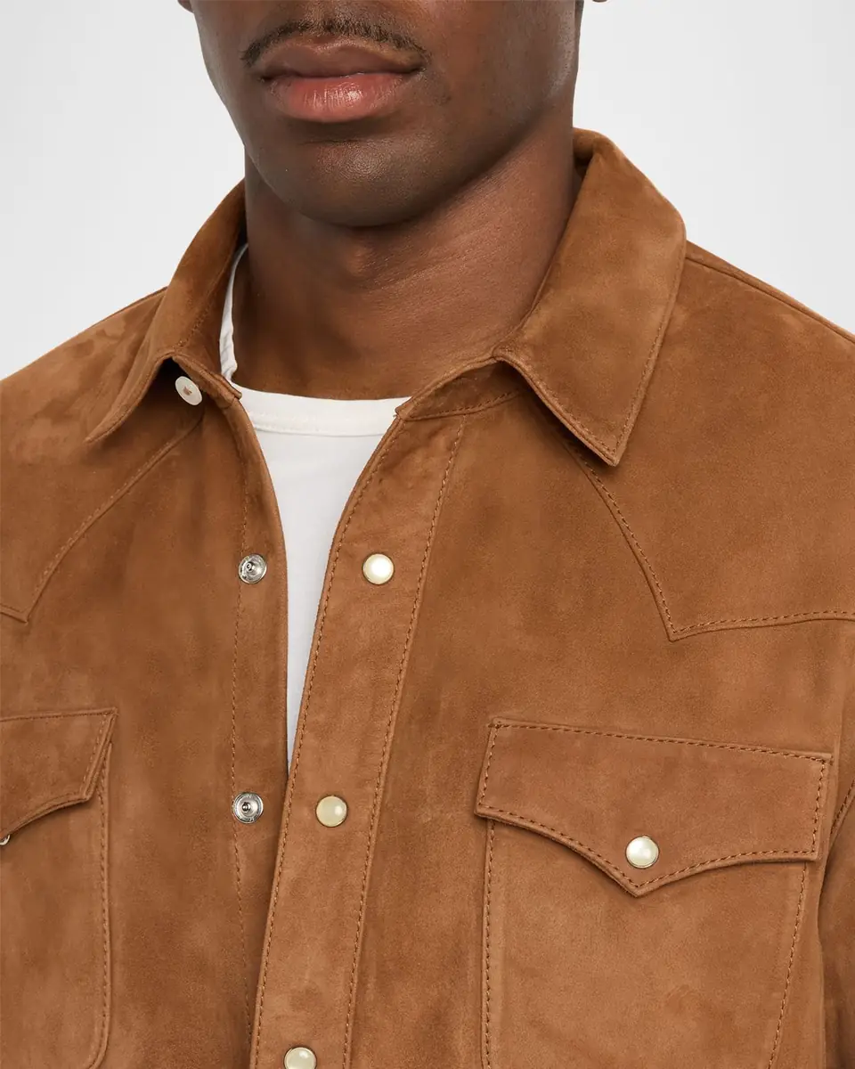 OFFICINE GÉNÉRALE Men's Suede Western Overshirt | Thumbnail 4 OFFICINE GÉNÉRALE Men's Suede Western Overshirt | Thumbnail 4