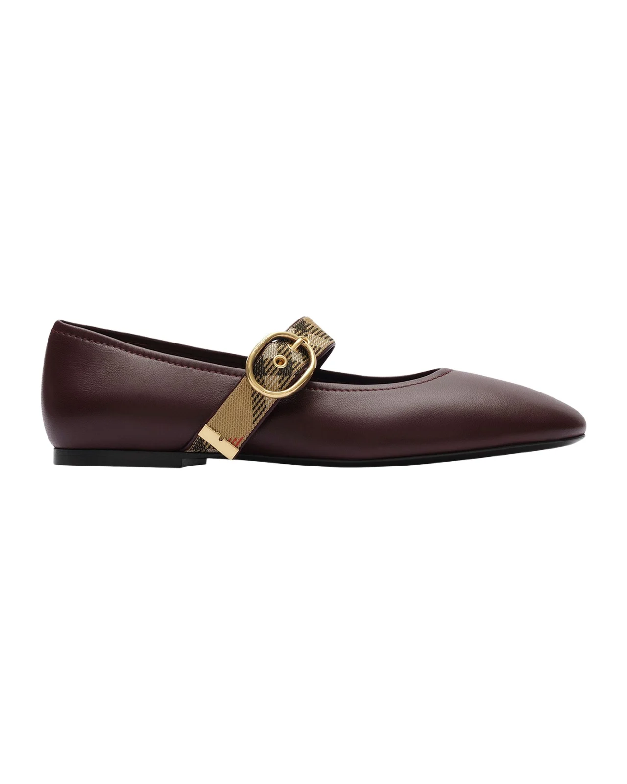 Burberry Robin Leather Check Mary Jane Ballerina Flats