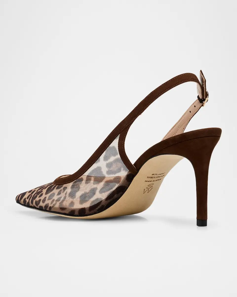 Stuart Weitzman 75mm Power Animal-Print Mesh Slingback Pumps | Thumbnail 4 Stuart Weitzman 75mm Power Animal-Print Mesh Slingback Pumps | Thumbnail 4