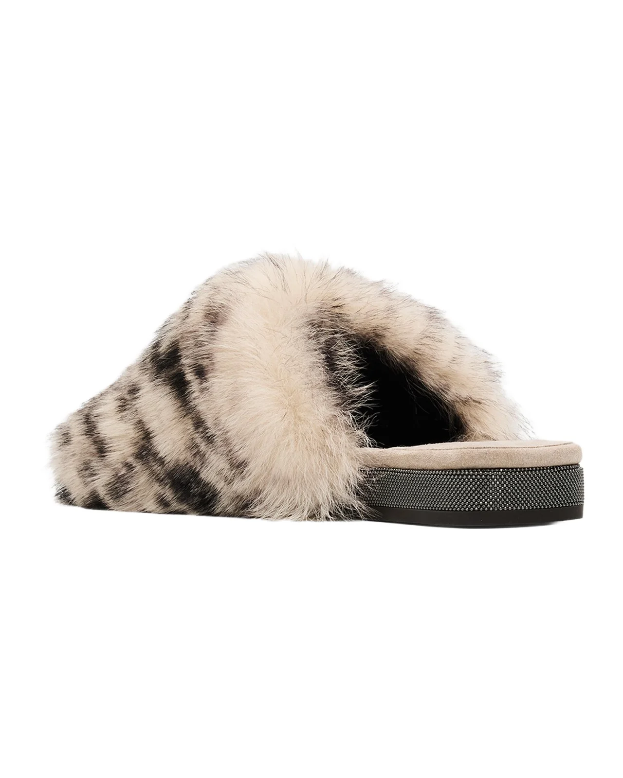 Brunello Cucinelli Shearling Open-Toe Slippers