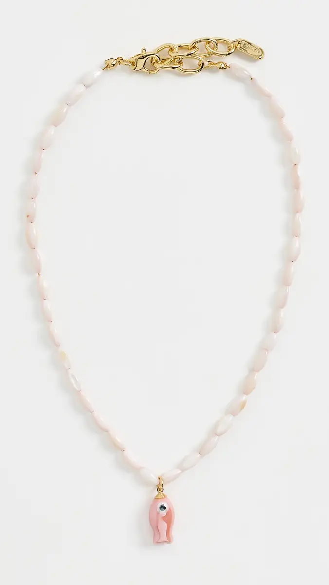 Logan Tay Light Pink Beaded Fish Necklace | Thumbnail 2