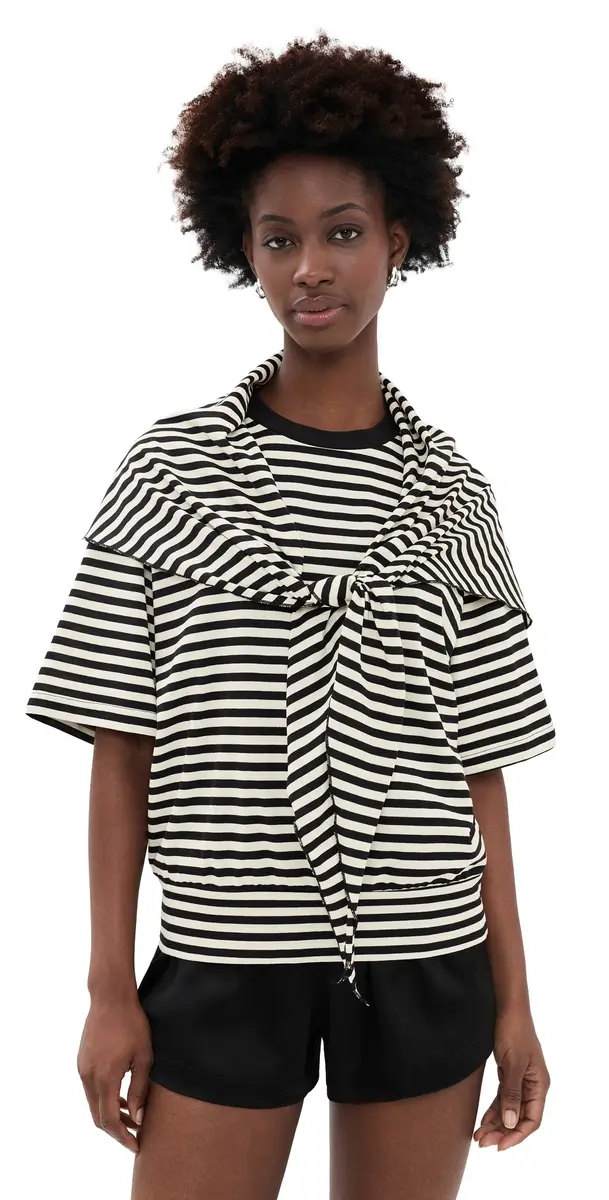 LIONESS Olsen Short Sleeve Top Onyx tripe | Image 1 LIONESS Olsen Short Sleeve Top Onyx tripe | Image 1
